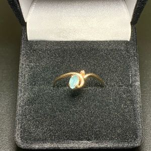 10k gold oval topaz diamond ring
